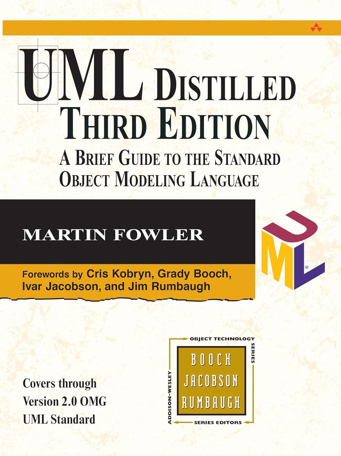 Capa do livro UML Distilled – A Brief Guide to the Standard Object Modeling Language por Martin Fowler
